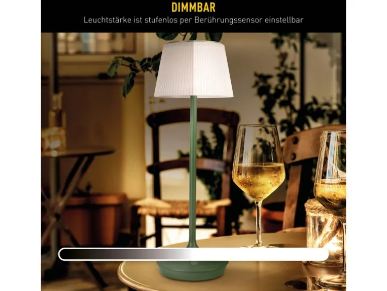 Näve LED-Solar-Akkutischleuchte Emmi Grün Ø 13 cm x 38 cm