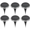 Näve LED-Solar-Boden-Erdspießleuchte Kane Schwarz Ø 11,2 cm x 11 cm 6er-Set