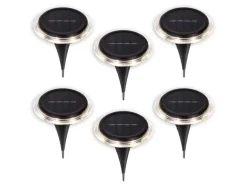 Näve LED-Solar-Boden-Erdspießleuchte Kane Schwarz Ø 11,2 cm x 11 cm 6er-Set