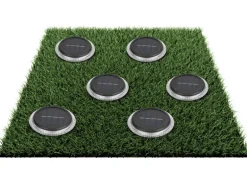 Näve LED-Solar-Boden-Erdspießleuchte Kane Schwarz Ø 11,2 cm x 11 cm 6er-Set
