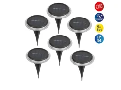 Näve LED-Solar-Boden-Erdspießleuchte Kane Schwarz Ø 11,2 cm x 11 cm 6er-Set
