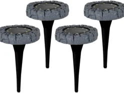 Näve LED-Solar-Bodenleuchte 4er-Set mit Erdspieß 12,5 cm
