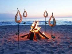 Näve LED-Solar-Erdspieß Flamme Braun 90 cm Lichtfarbe Gelb mit Flammeneffekt