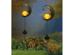 Näve LED-Solar-Erdspieß Mond Silber 85,7 cm