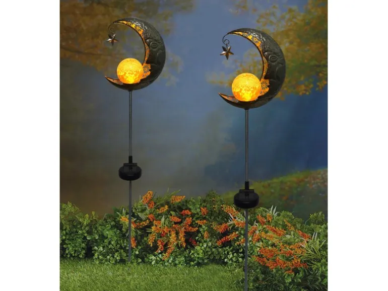 Näve LED-Solar-Erdspieß Mond Silber 85,7 cm