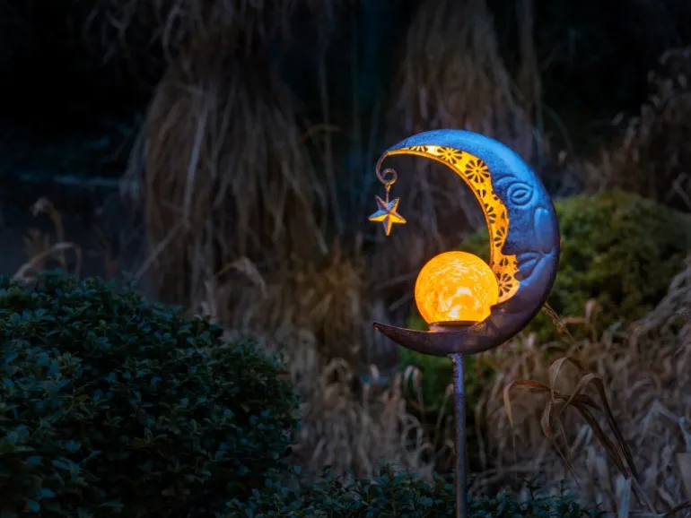 Näve LED-Solar-Erdspieß Mond Silber 85,7 cm
