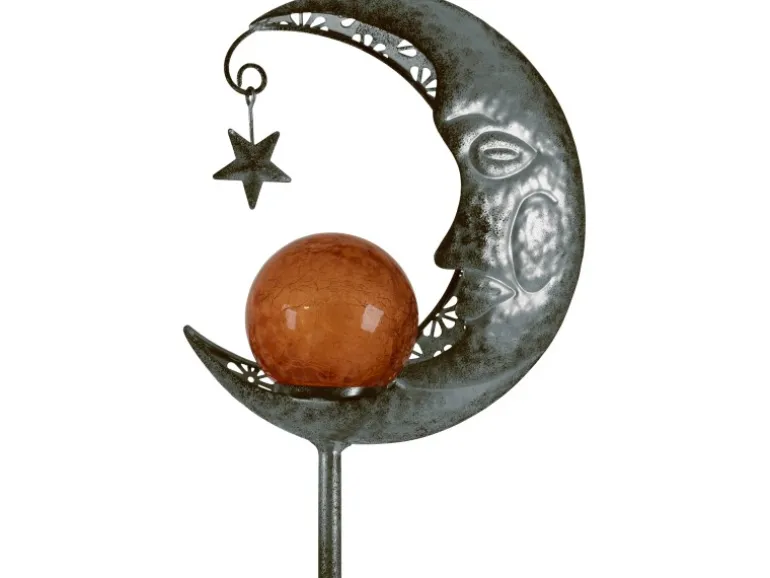 Näve LED-Solar-Erdspieß Mond Silber 85,7 cm