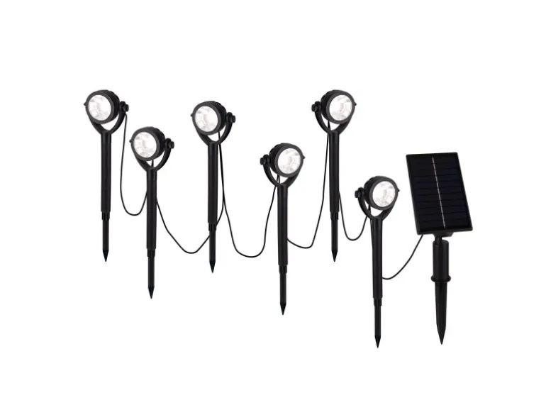 Näve LED-Solar-Erdspießleuchten Nomi Schwarz 33 cm x 475 cm x 4,8 cm 6er-Set
