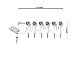 Näve LED-Solar-Erdspießleuchten Nomi Schwarz 33 cm x 475 cm x 4,8 cm 6er-Set