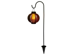 Näve LED-Solarleuchte Lampion mit Erdspieß Braun Ø 14,5 cm x 78 cm