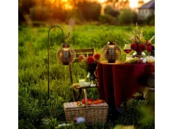 Näve LED-Solarleuchte Lampion mit Erdspieß Braun Ø 14,5 cm x 78 cm