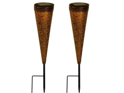 Näve LED-Solarleuchte Paula Braun Ø 8,5 cm x 40 cm 2er-Set