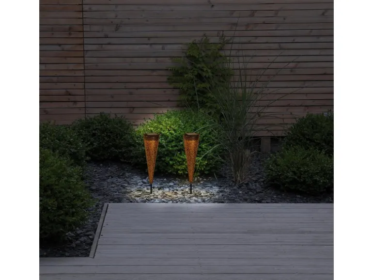 Näve LED-Solarleuchte Paula Braun Ø 8,5 cm x 40 cm 2er-Set