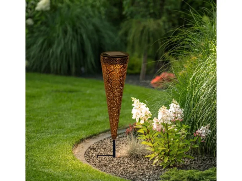 Näve LED-Solarleuchte Paula Braun Ø 8,5 cm x 40 cm 2er-Set