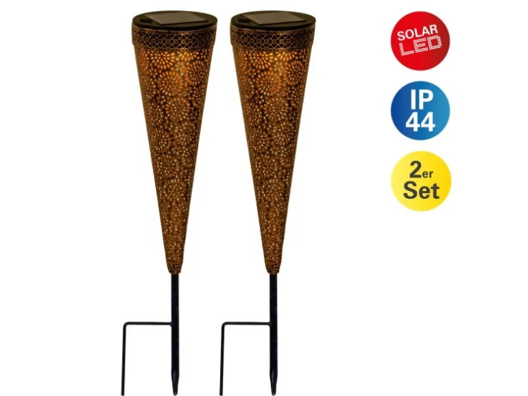 Näve LED-Solarleuchte Paula Braun Ø 8,5 cm x 40 cm 2er-Set