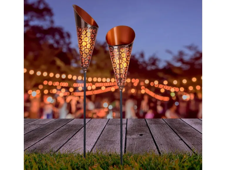 Näve LED-Solarleuchte Torch mit Erdspieß Kupfer 96 cm x 15 cm x 12,5 cm