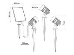 Näve LED-Solarspots Spoti mit Erdspieß Schwarz Ø 4,1 cm x 9 cm 3er-Set
