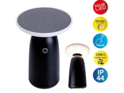 Näve LED-Solar-Tischleuchte Ada Schwarz Ø 16 cm x 22,5 cm