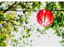 Näve LED-Textil-Solar-Lichterkette Papierballon Bunt Ø 15 cm x 300 cm 10er-Set