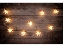 Näve Outdoor 9er-LED Weihnachtslichterkette 3D-Sterne Weiß