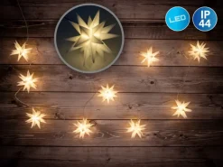 Näve Outdoor 9er-LED Weihnachtslichterkette 3D-Sterne Weiß