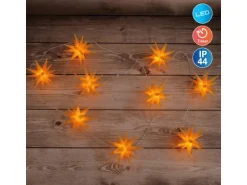 Näve Outdoor 9er-LED Weihnachtslichterkette 3D-Sterne Orange