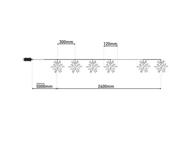 Näve Outdoor 9er-LED Weihnachtslichterkette 3D-Sterne Rot