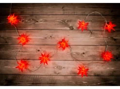 Näve Outdoor 9er-LED Weihnachtslichterkette 3D-Sterne Rot