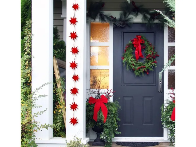 Näve Outdoor 9er-LED Weihnachtslichterkette 3D-Sterne Rot