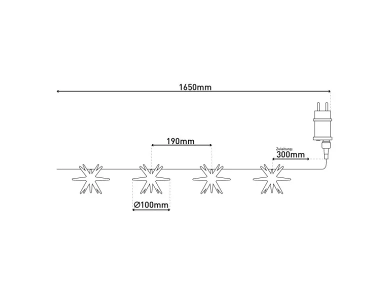 Näve Outdoor 10er-LED Weihnachtslichterkette 3D-Sterne Batteriebetrieben