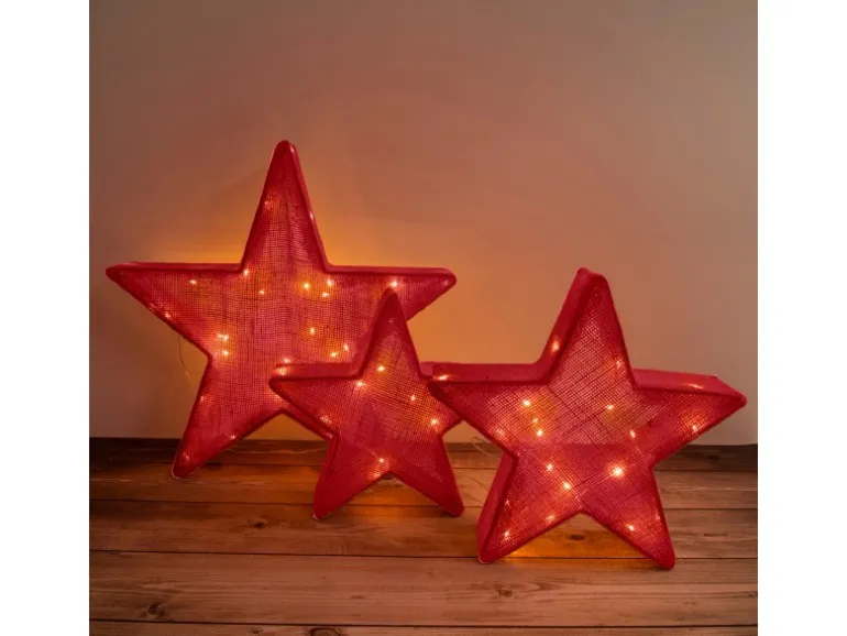 Näve Outdoor LED Deko Weihnachtsstern Rot 3er-Set