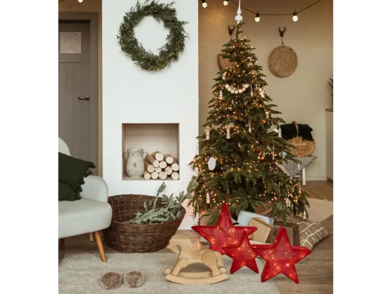 Näve Outdoor LED Deko Weihnachtsstern Rot 3er-Set