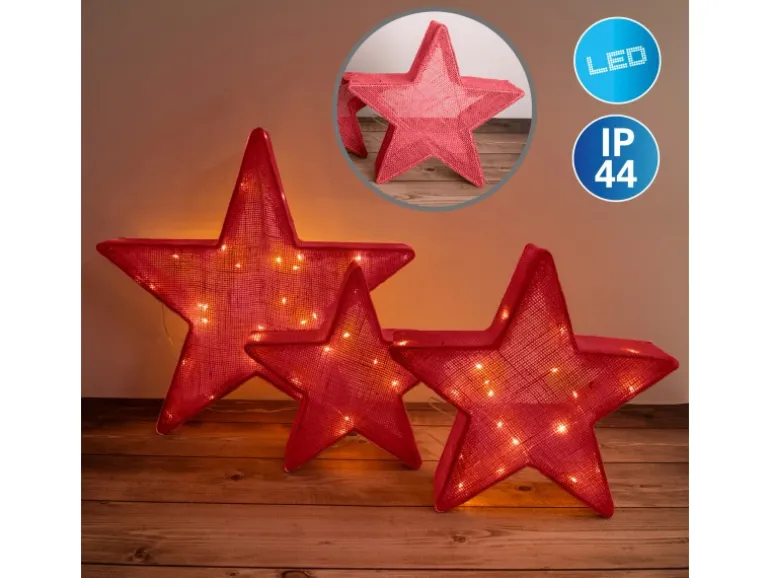 Näve Outdoor LED Deko Weihnachtsstern Rot 3er-Set