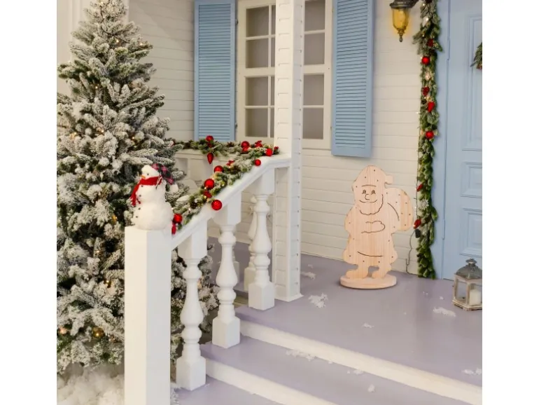 Näve Outdoor LED Weihnachtsdeko Holz Santa 49 cm