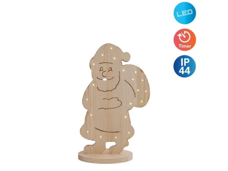 Näve Outdoor LED Weihnachtsdeko Holz Santa 49 cm