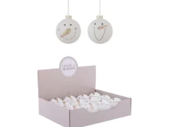 Ornament Kugel Schneemanngesicht Weiß Ø 8 cm