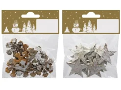 Ornamente aus Rinde Natur/Weiß natürliches Design 12 Stück 3,3-4 cm