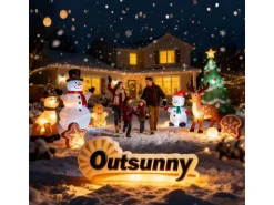 Outsunny Aufblasbar Schneemann Polyester 165L x 80B x 180H cm Weiß