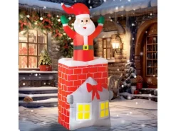 Outsunny Aufblasbare Weihnachtsdeko Polyester 80L x 90B x 210H cm Mehrfarbig