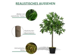 Outsunny Künstliche Pflanze Kunststoff Zement  Ø16 x 90H cm