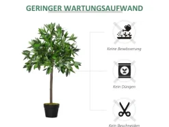 Outsunny Künstliche Pflanze Kunststoff Zement  Ø16 x 90H cm