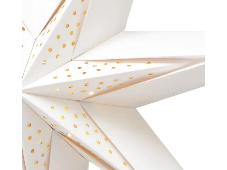 Papierstern mit LEDs 50 cm x 50 cm x 19 cm Weiß