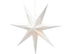 Papierstern mit LEDs 70 cm x 70 cm x 25 cm Weiß