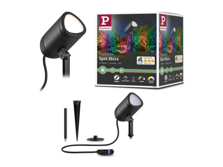 Paulmann LED Gartenspot Plug & Shine Shira Zigbee 3.0 IP65 RGBW+ 6,5 W Anthrazit