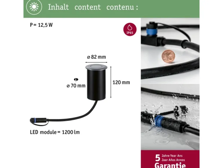 Paulmann LED-Bodeneinbauleuchte Plug & Shine Floor IP67 3000 K 11 W