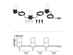 Paulmann LED-Lichterkette Plug & Shine Tubs IP44 3000 K 3 x 2 W Anthrazit