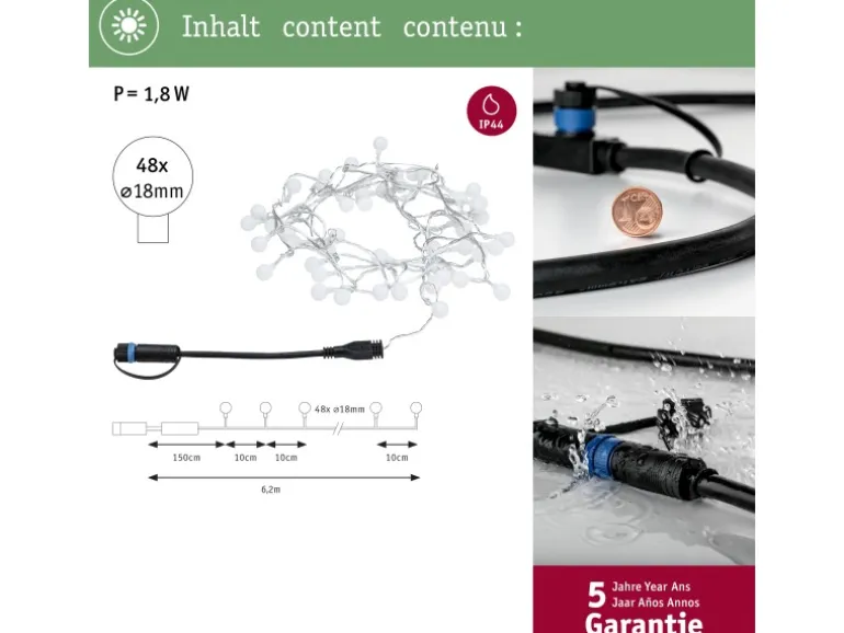 Paulmann LED-Lichterkette Plug & Shine 5 m Warmweiß IP44 3000 K Schwarz