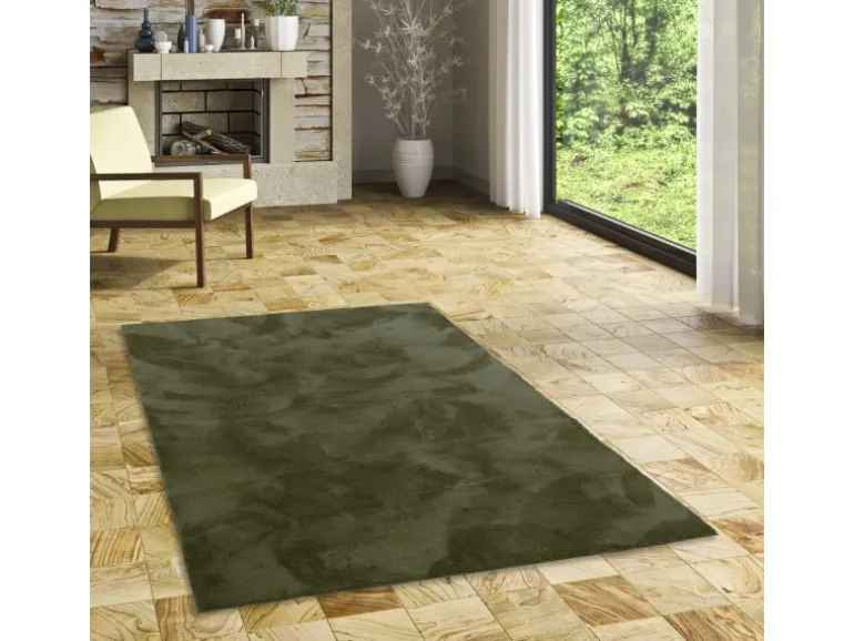 Pergamon Luxus Super Soft Fellteppich Pearl Tannengrün 140x200cm