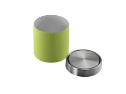 PROREGAL Schön Geformter Tischabfallbehälter Mit FlachschwIngdeckel 1,5 Liter HxØ 13,8 x 12 cm Edelstahl & Grün