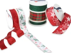 Präsent Weihnachtliches Geschenkband Rot-Grün 32 m